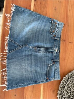 GAP Light Blue Denim Skirt with Frayed Waistband